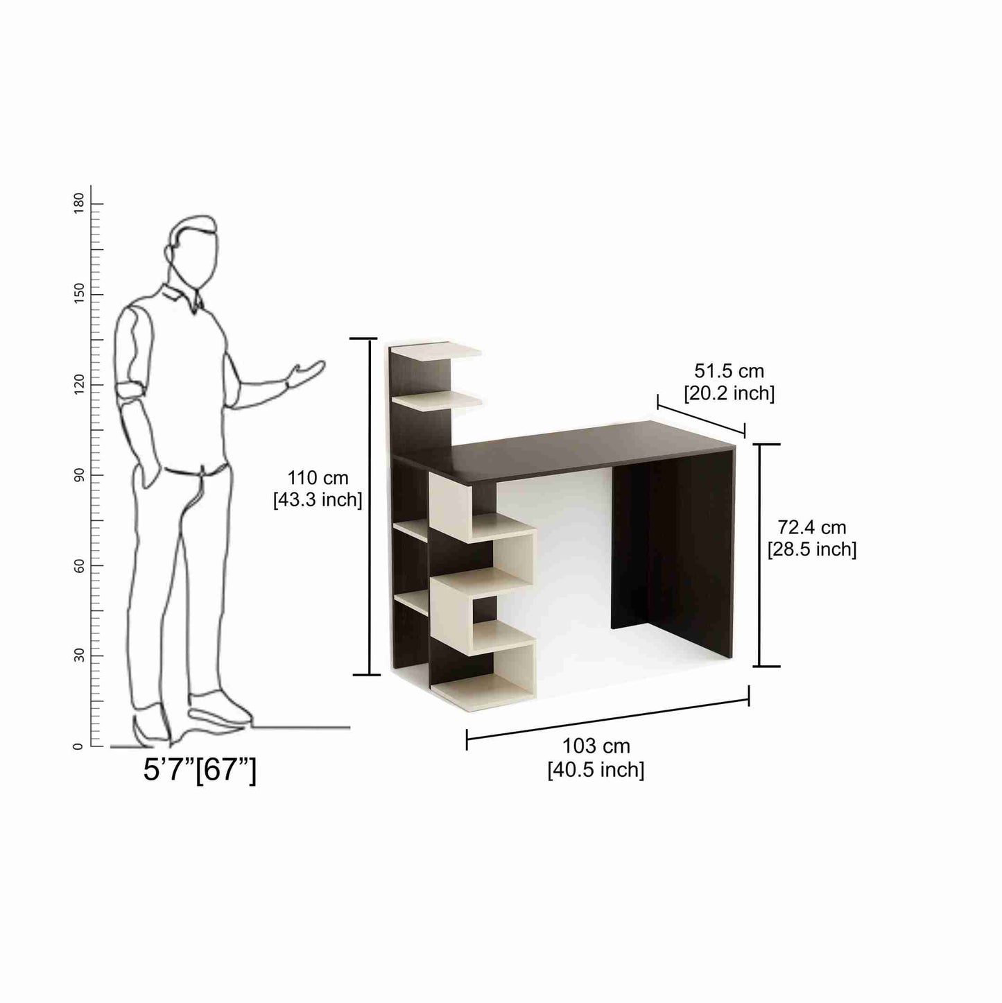 Edward Study Table, Computer Desk, WFH Office Table with Storage