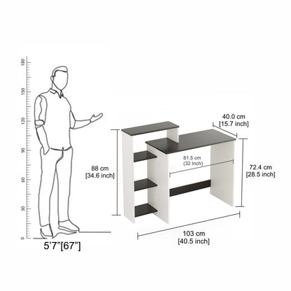 Austin Engineered Wood Study Table, Workstation, Computer, Laptop, WFH Office Desk, Gaming Table with Storage (Wenge & White)