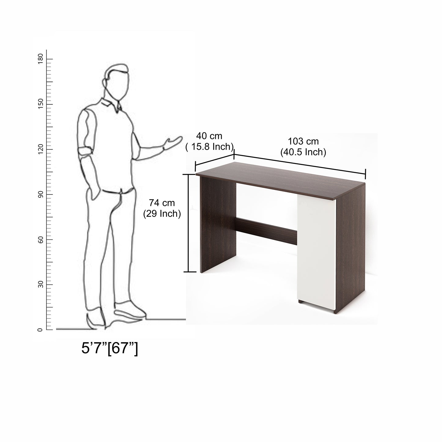 Dettlet Study Table, Computer Desk, WFH Office Table with Storage