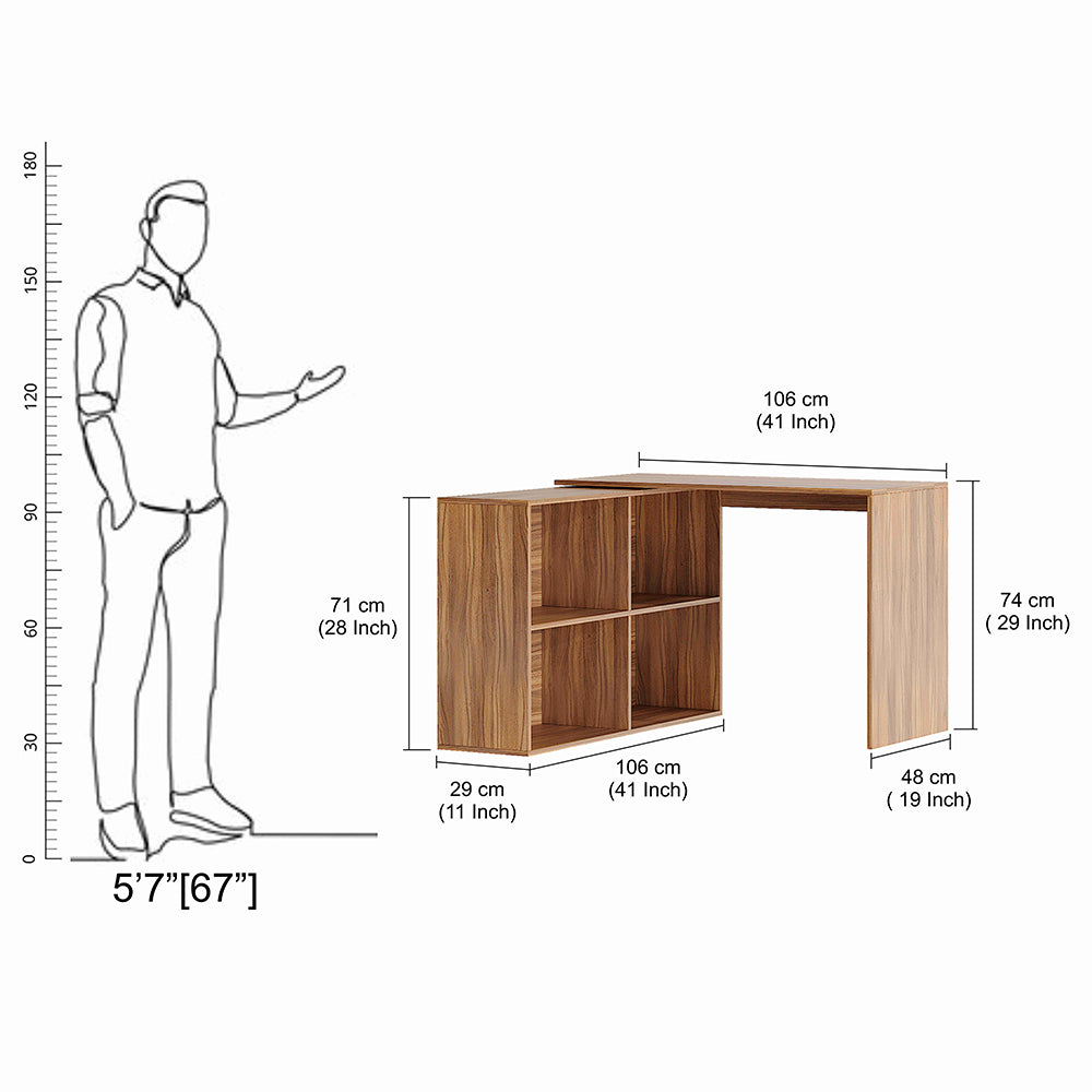 Maggen Study Table, Computer Desk, WFH Office Table with Storage